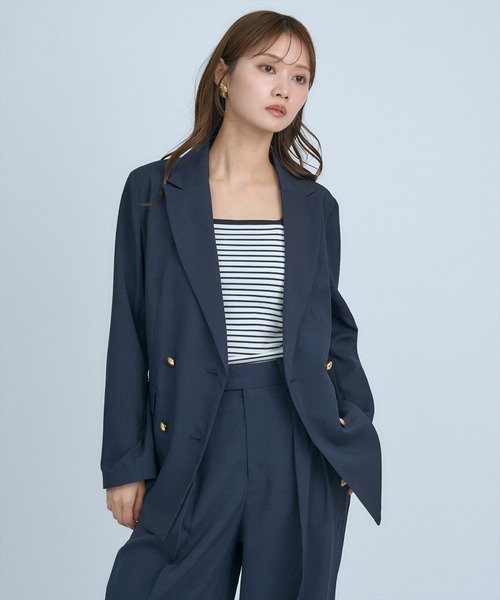 AND COUTURE(アンドクチュール)の「シアーテーラードジャケット(テーラードジャケット・レディース・ネイビー/ベージュ/サックスブルー・MEDIUM/SMALL)」の20枚目の写真