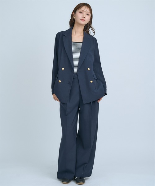 AND COUTURE(アンドクチュール)の「シアーテーラードジャケット(テーラードジャケット・レディース・ネイビー/ベージュ/サックスブルー・MEDIUM/SMALL)」の22枚目の写真