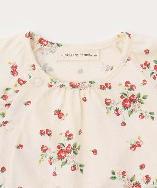 sense of wonder(センスオブワンダー)の「オーガニック野イチゴ半袖2WAYオール【日本製】(ロンパース・キッズ・ホワイト系・50-70cm)」の4枚目の写真