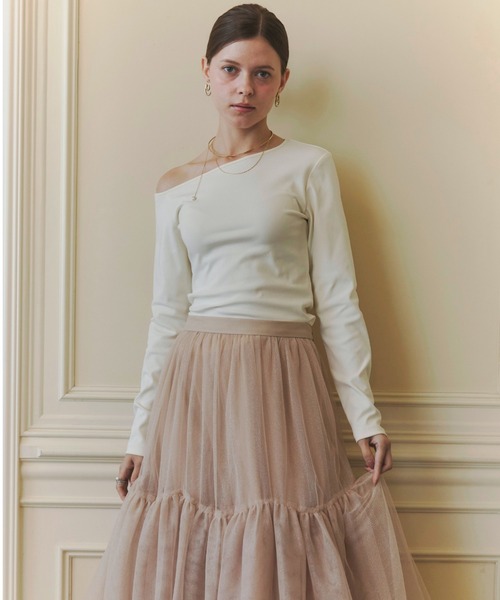 ORGUE（オルグ）の「Asymmetry choker tops/アシンメトリーチョーカートップス（Tシャツ/カットソー・レディース・バーガンディー/ホワイト/ブラック・FREE）」の14枚目の写真