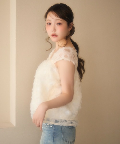 miune(ミューヌ)の「チュールトップス(タンクトップ・レディース・アイボリー/ベージュ・FREE)」の11枚目の写真