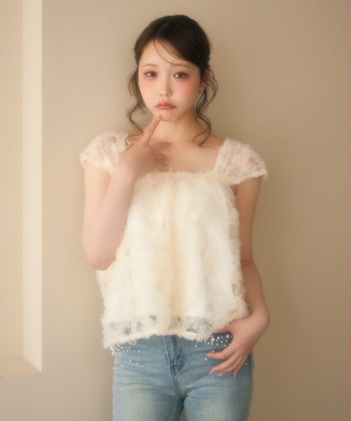 miune(ミューヌ)の「チュールトップス(タンクトップ・レディース・アイボリー/ベージュ・FREE)」の15枚目の写真