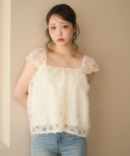 miune(ミューヌ)の「チュールトップス(タンクトップ・レディース・アイボリー/ベージュ・FREE)」の19枚目の写真