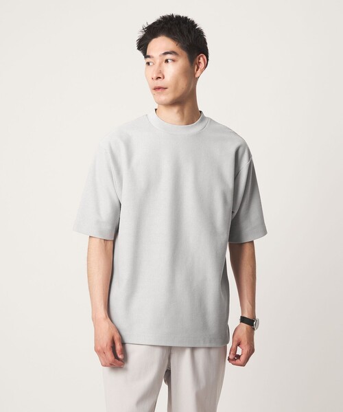 green label relaxing(グリーンレーベルリラクシング)の「GIZA ハニカム クルーネック 半袖 Tシャツ(Tシャツ/カットソー・メンズ・ネイビー/ライム/ライトグレー/ホワイト・M/L/S/XL)」の3枚目の写真