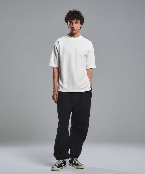 green label relaxing(グリーンレーベルリラクシング)の「GIZA ハニカム クルーネック 半袖 Tシャツ(Tシャツ/カットソー・メンズ・ネイビー/ライム/ライトグレー/ホワイト・M/L/S/XL)」の5枚目の写真