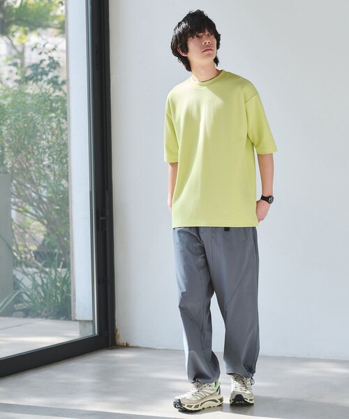 green label relaxing(グリーンレーベルリラクシング)の「GIZA ハニカム クルーネック 半袖 Tシャツ(Tシャツ/カットソー・メンズ・ネイビー/ライム/ライトグレー/ホワイト・M/L/S/XL)」の7枚目の写真