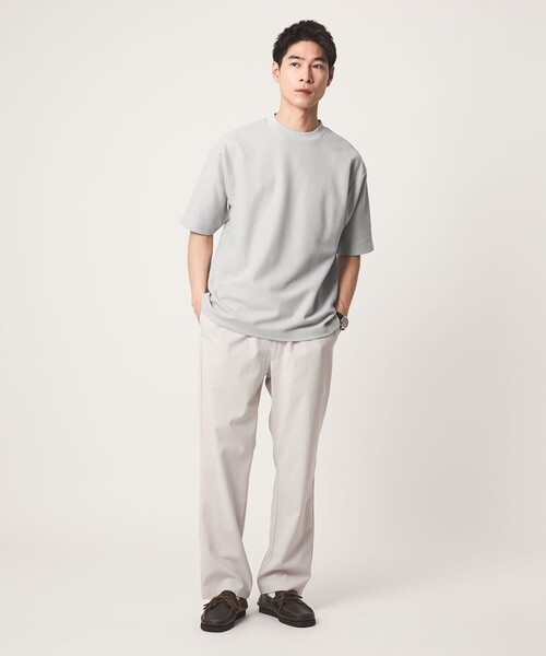 green label relaxing(グリーンレーベルリラクシング)の「GIZA ハニカム クルーネック 半袖 Tシャツ(Tシャツ/カットソー・メンズ・ネイビー/ライム/ライトグレー/ホワイト・M/L/S/XL)」の8枚目の写真