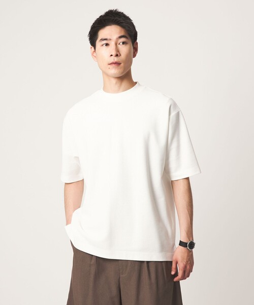 green label relaxing(グリーンレーベルリラクシング)の「GIZA ハニカム クルーネック 半袖 Tシャツ(Tシャツ/カットソー・メンズ・ネイビー/ライム/ライトグレー/ホワイト・M/L/S/XL)」の9枚目の写真
