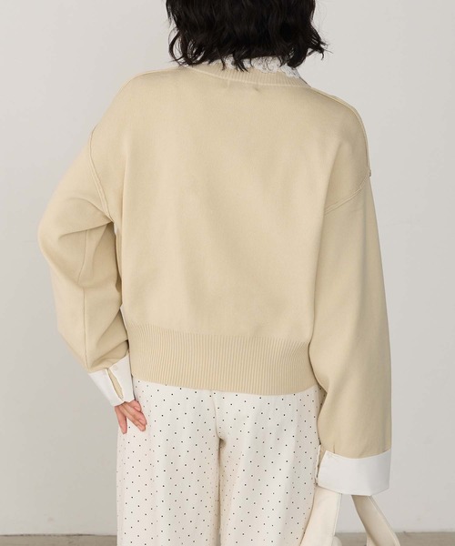 Cherir Mignon(シェリルミニョン)の「【Cherir Mignon】ブロードシャツレイヤードニットカーディガン(カーディガン/ボレロ・レディース・チャコール/ブラウン/アイボリー・FREE)」の7枚目の写真