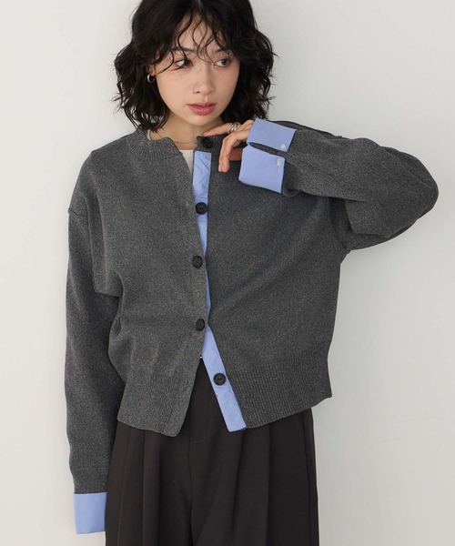 Cherir Mignon(シェリルミニョン)の「【Cherir Mignon】ブロードシャツレイヤードニットカーディガン(カーディガン/ボレロ・レディース・チャコール/ブラウン/アイボリー・FREE)」の10枚目の写真