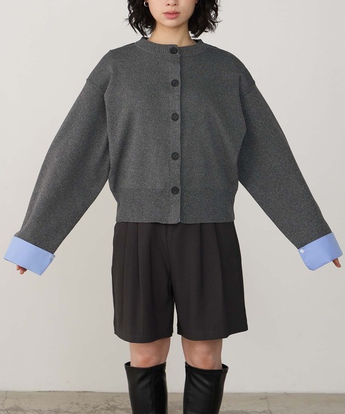 Cherir Mignon(シェリルミニョン)の「【Cherir Mignon】ブロードシャツレイヤードニットカーディガン(カーディガン/ボレロ・レディース・チャコール/ブラウン/アイボリー・FREE)」の22枚目の写真