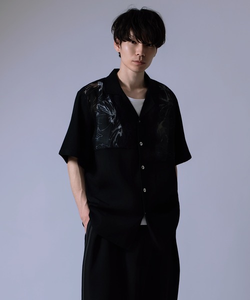 Crownor(クラウノアー)の「シアーカットジャガード オープンカラー 半袖シャツ(シャツ/ブラウス・メンズ・ブラック/ホワイト・LARGE/MEDIUM)」の12枚目の写真