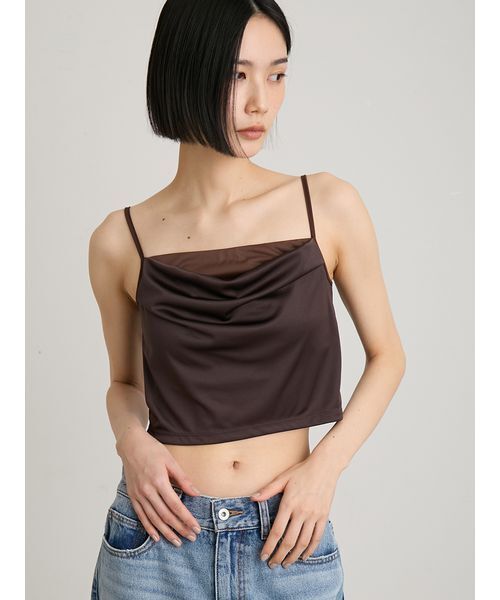MIESROHE(ミースロエ)の「【洗える】トリアセカップインドレープキャミ(キャミソール・レディース・ブラウン/ブラック/アイボリー・F)」の4枚目の写真