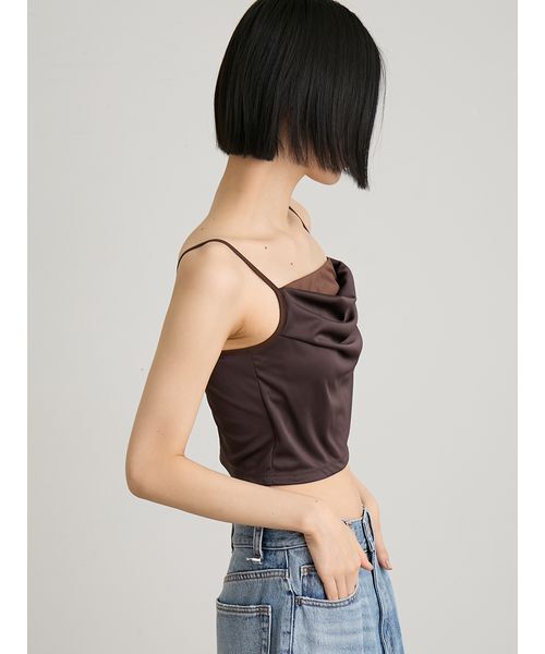 MIESROHE(ミースロエ)の「【洗える】トリアセカップインドレープキャミ(キャミソール・レディース・ブラウン/ブラック/アイボリー・F)」の7枚目の写真