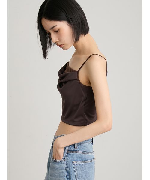 MIESROHE(ミースロエ)の「【洗える】トリアセカップインドレープキャミ(キャミソール・レディース・ブラウン/ブラック/アイボリー・F)」の12枚目の写真