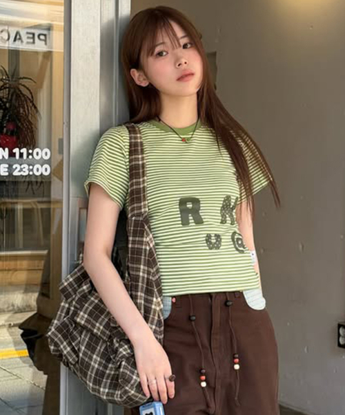 RuNaKi'Hu'(ルナキフ)の「WXT080 ナラビストライプシャーリングTシャツ (ライトグリーン)(Tシャツ/カットソー・レディース・その他・1/2)」の7枚目の写真