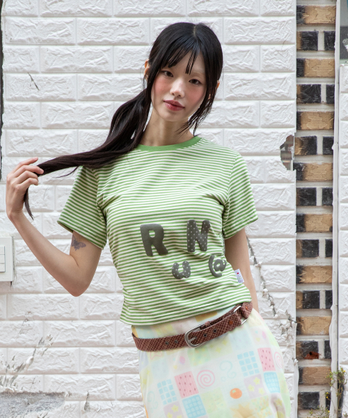 RuNaKi'Hu'(ルナキフ)の「WXT080 ナラビストライプシャーリングTシャツ (ライトグリーン)(Tシャツ/カットソー・レディース・その他・1/2)」の6枚目の写真