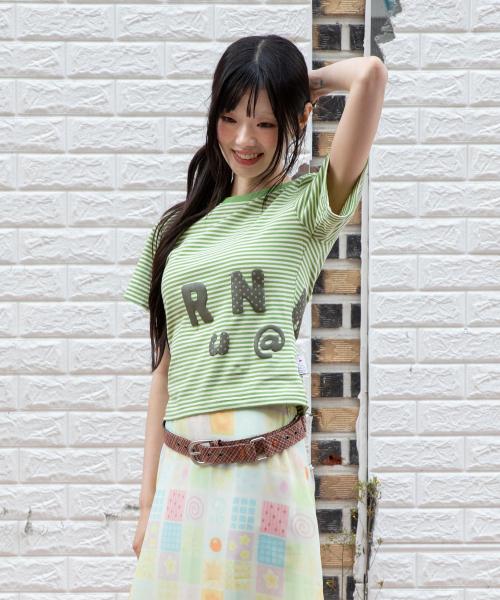RuNaKi'Hu'(ルナキフ)の「WXT080 ナラビストライプシャーリングTシャツ (ライトグリーン)(Tシャツ/カットソー・レディース・その他・1/2)」の5枚目の写真