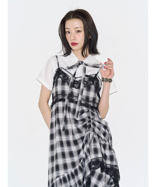 jouetie(ジュエティ)の「レースドッキングアシメヘムキャミワンピース 夏服 デート服(ワンピース・レディース・イエロー/レッド/ブラック・FREE)」の5枚目の写真