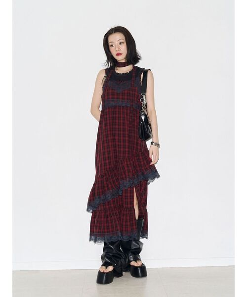 セール】レースドッキングアシメヘムキャミワンピース（ワンピース
