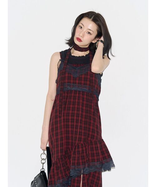 jouetie（ジュエティ）の「レースドッキングアシメヘムキャミワンピース（ワンピース・レディース・イエロー/レッド/ブラック・FREE）」の8枚目の写真