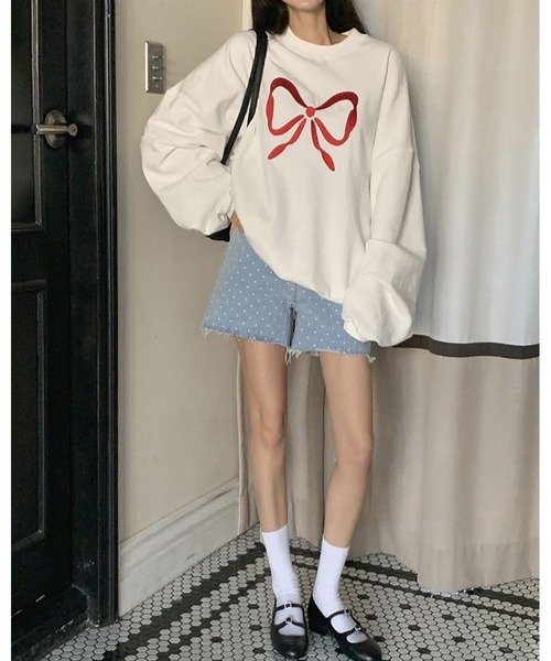 inst.ALL(インストール)の「ドット柄ハートポケットデニムショートパンツ(デニムパンツ・レディース・ブルー/サックスブルー・L/M/S/LL)」の5枚目の写真