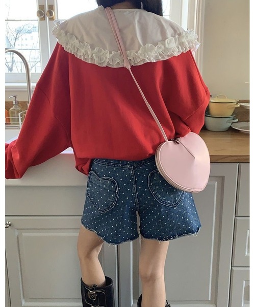 inst.ALL(インストール)の「ドット柄ハートポケットデニムショートパンツ(デニムパンツ・レディース・ブルー/サックスブルー・L/M/S/LL)」の18枚目の写真