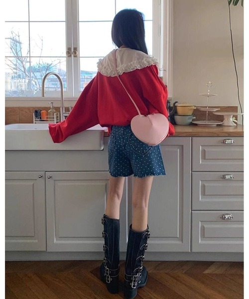 inst.ALL(インストール)の「ドット柄ハートポケットデニムショートパンツ(デニムパンツ・レディース・ブルー/サックスブルー・L/M/S/LL)」の16枚目の写真