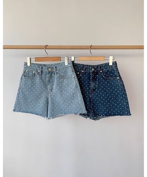 inst.ALL(インストール)の「ドット柄ハートポケットデニムショートパンツ(デニムパンツ・レディース・ブルー/サックスブルー・L/M/S/LL)」の14枚目の写真