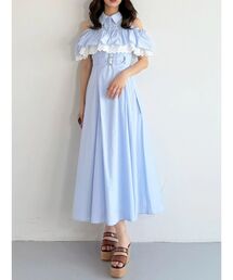 最終値下げ⭐︎PRADA オフショルダーシャツワンピース シワになりにくい》サマ美え ボリュームシャツワンピース CROSS