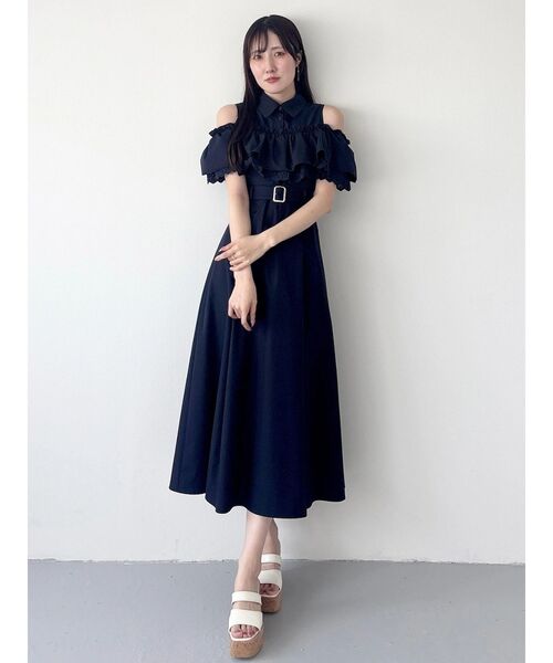 MERCURYDUO（マーキュリーデュオ）の「オフショルシャツワンピース（ワンピース・レディース・ネイビー/ライトブルー/オフホワイト・SMALL/MEDIUM）」の14枚目の写真