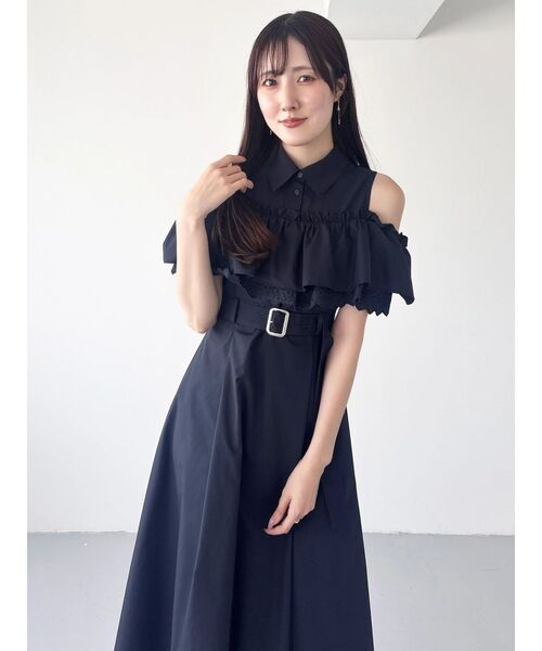 MERCURYDUO（マーキュリーデュオ）の「オフショルシャツワンピース（ワンピース・レディース・ネイビー/ライトブルー/オフホワイト・SMALL/MEDIUM）」の17枚目の写真