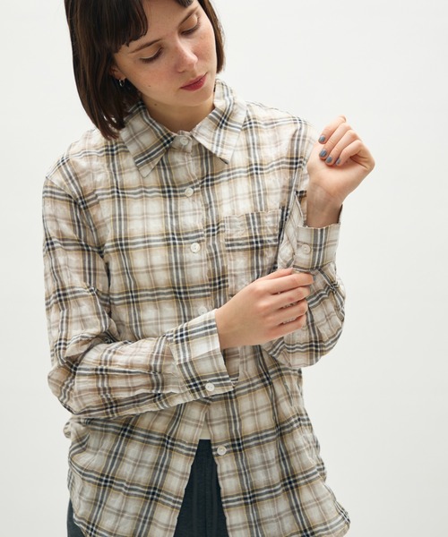 full/fill.(フルフィル)の「basic check shirt / ベーシックチェックシャツ(シャツ/ブラウス・レディース・ネイビー/ベージュ・FREE)」の1枚目の写真