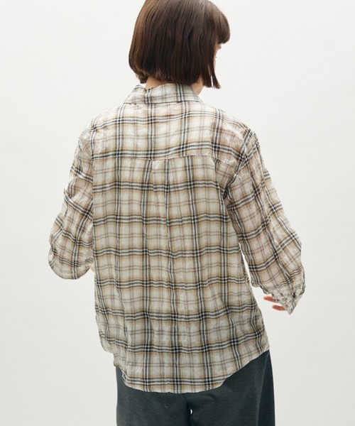 full/fill.(フルフィル)の「basic check shirt / ベーシックチェックシャツ(シャツ/ブラウス・レディース・ネイビー/ベージュ・FREE)」の4枚目の写真