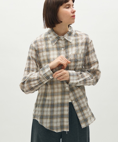 full/fill.(フルフィル)の「basic check shirt / ベーシックチェックシャツ(シャツ/ブラウス・レディース・ネイビー/ベージュ・FREE)」の3枚目の写真