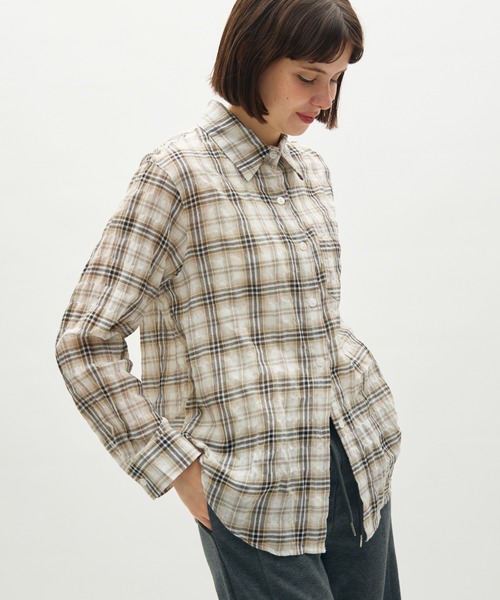 full/fill.(フルフィル)の「basic check shirt / ベーシックチェックシャツ(シャツ/ブラウス・レディース・ネイビー/ベージュ・FREE)」の6枚目の写真