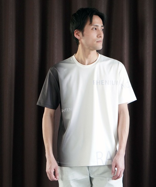 HIDEAWAYS NICOLE(ハイダウェイニコル)の「【WEB限定】グラデーション・ロゴプリント半袖Tシャツ(Tシャツ/カットソー・メンズ・グレー/ブルー/パープル/オレンジ・MEDIUM/LARGE/X-LARGE)」の16枚目の写真