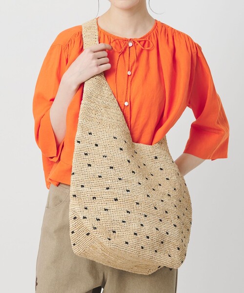 BEAUTY&YOUTH UNITED ARROWS(ビューティーアンドユースユナイテッドアローズ)の「ラフィア ドット ワンショルダーバッグ(ショルダーバッグ・レディース・ナチュラル・FREE)」の1枚目の写真