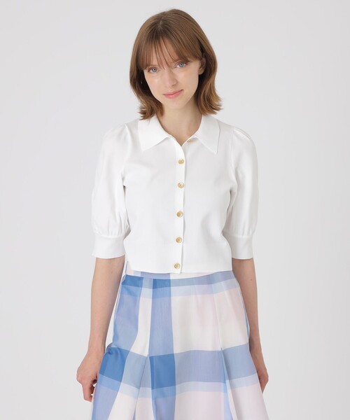 BLUE LABEL CRESTBRIDGE(ブルーレーベルクレストブリッジ)の「エアーライトニットカーディガン(シャツ/ブラウス・レディース・ダークネイビー/オフホワイト・38)」の2枚目の写真