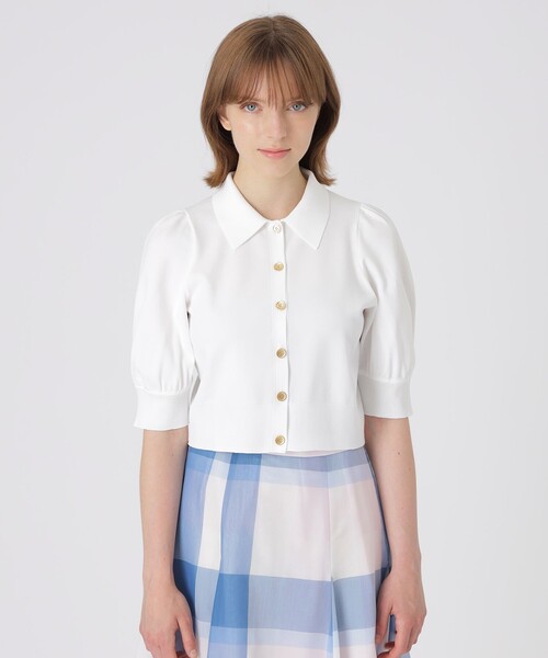 BLUE LABEL CRESTBRIDGE(ブルーレーベルクレストブリッジ)の「エアーライトニットカーディガン(シャツ/ブラウス・レディース・ダークネイビー/オフホワイト・38)」の4枚目の写真