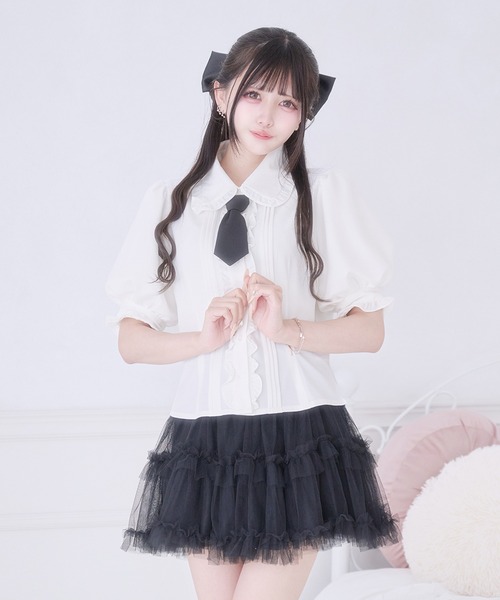 Pal elfy(パルエルフィー)の「ピンタックパフスリーブブラウス(シャツ/ブラウス・レディース・ブルー/オフホワイト/ピンク・フリー)」の13枚目の写真