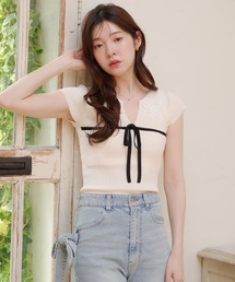 fupel（フぺル）の「lace collar knit tops / レース襟ニットトップス（ニット/セーター）」