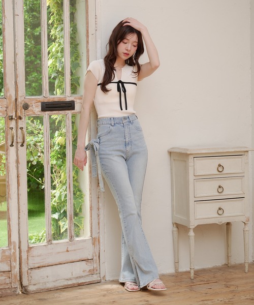 lace collar knit tops / レース襟ニットトップス（ニット/セーター