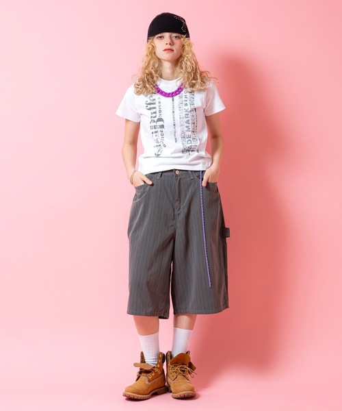 a.p.o.v.(エーピーオービー)の「a.p.o.v. クロップド丈クラックY2K全面プリントTシャツ(レディース)(Tシャツ/カットソー・レディース・ホワイト/ブラウン/ブラック・ONESIZE)」の7枚目の写真