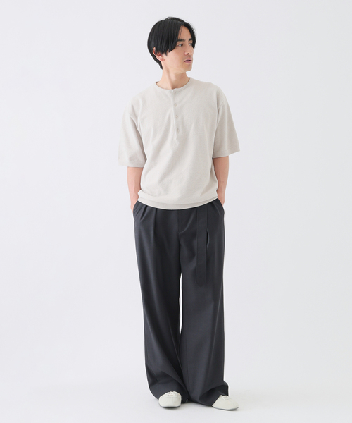 EDIFICE(エディフィス)の「《EDIFICE by PIPPIOLINO》 パイル ヘンリー ネック(Tシャツ/カットソー・メンズ・チャコールグレー/ブラック/ベージュ系その他・LARGE/MEDIUM)」の5枚目の写真