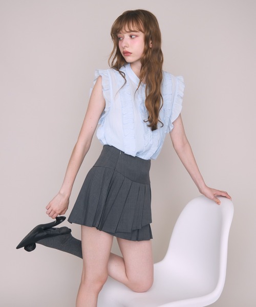 Noelie(ノエリー)の「プリーツレイヤードスカート(スカート・レディース・ブラック/グレー・FREE)」の13枚目の写真