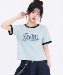 レディーススラブリンガー半袖Tシャツ-FBRG5892D0S
