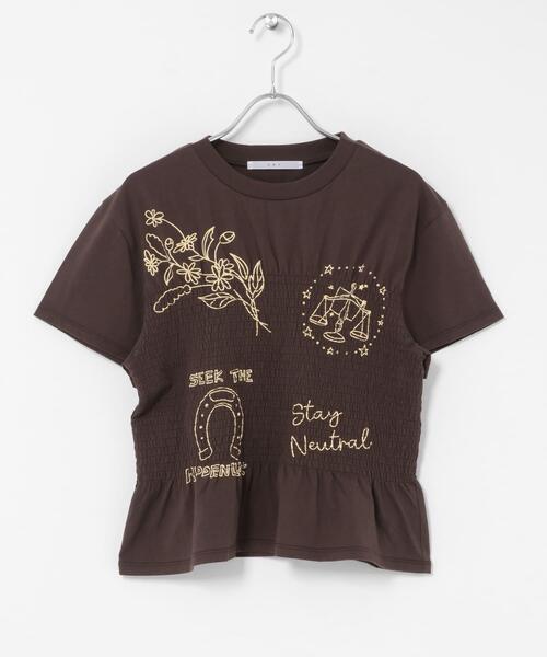 KBF（ケイビーエフ）の「シャーリングデザインプリントTEE（Tシャツ/カットソー・レディース・アイボリー/ブルー/ブラウン・ONE）」の19枚目の写真