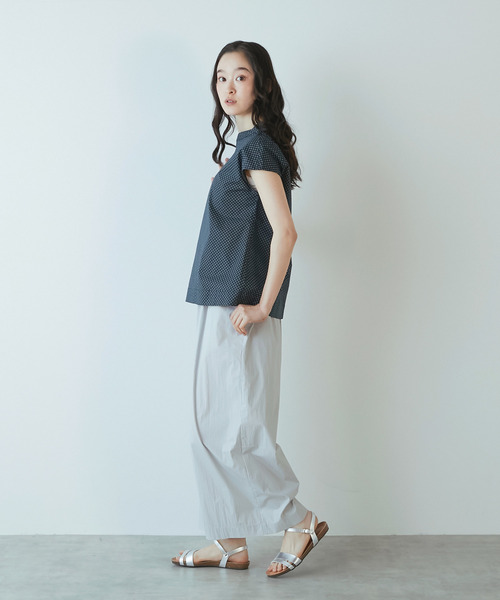 The Duchess Designs(ダッチェス・デザイン)の「《別注》【The Duchess Designs/ザ・ダッチェス・デザイン】スタンドカラーブラウス(シャツ/ブラウス・レディース・グリーン/ネイビー・FREE)」の9枚目の写真