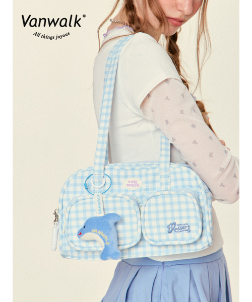 VANWALK（バンウォーク）の「Ocean Island Tote Bag [Check Sky]（トートバッグ・レディース・スカイブルー/ライトパープル/ピンク/ライトブルー・FREE）」の7枚目の写真